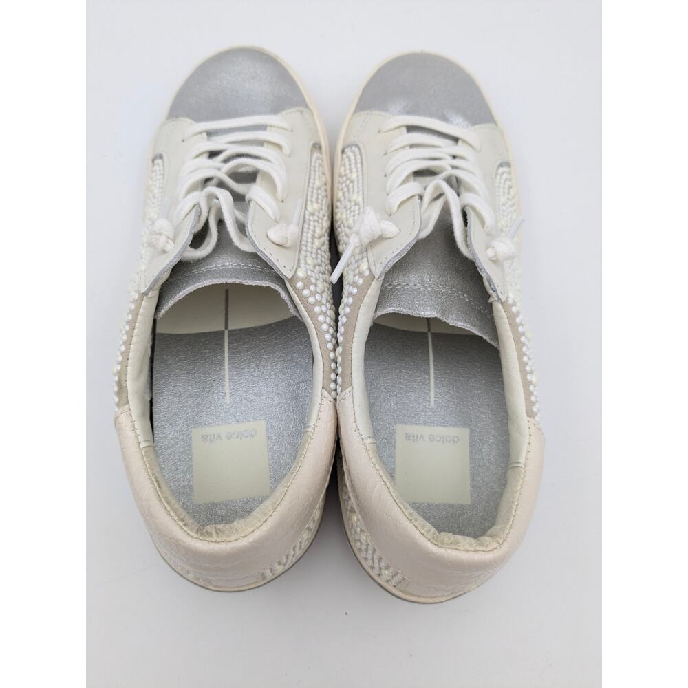 Dolce Vita Zina Crystal Sneakers Women's Low Top Leather Ivory Size US7.5 EU38 - Picture 3 of 8